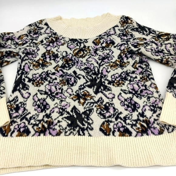 Ann Taylor Loft wool/mohair floral boat neck sweater S - Picture 6 of 7